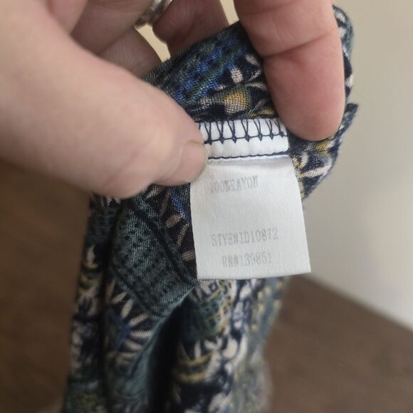 Oddy Shirt Dress Medium Mixed Print Crochet Detail Knee Length Boho Hippie - Picture 7 of 9